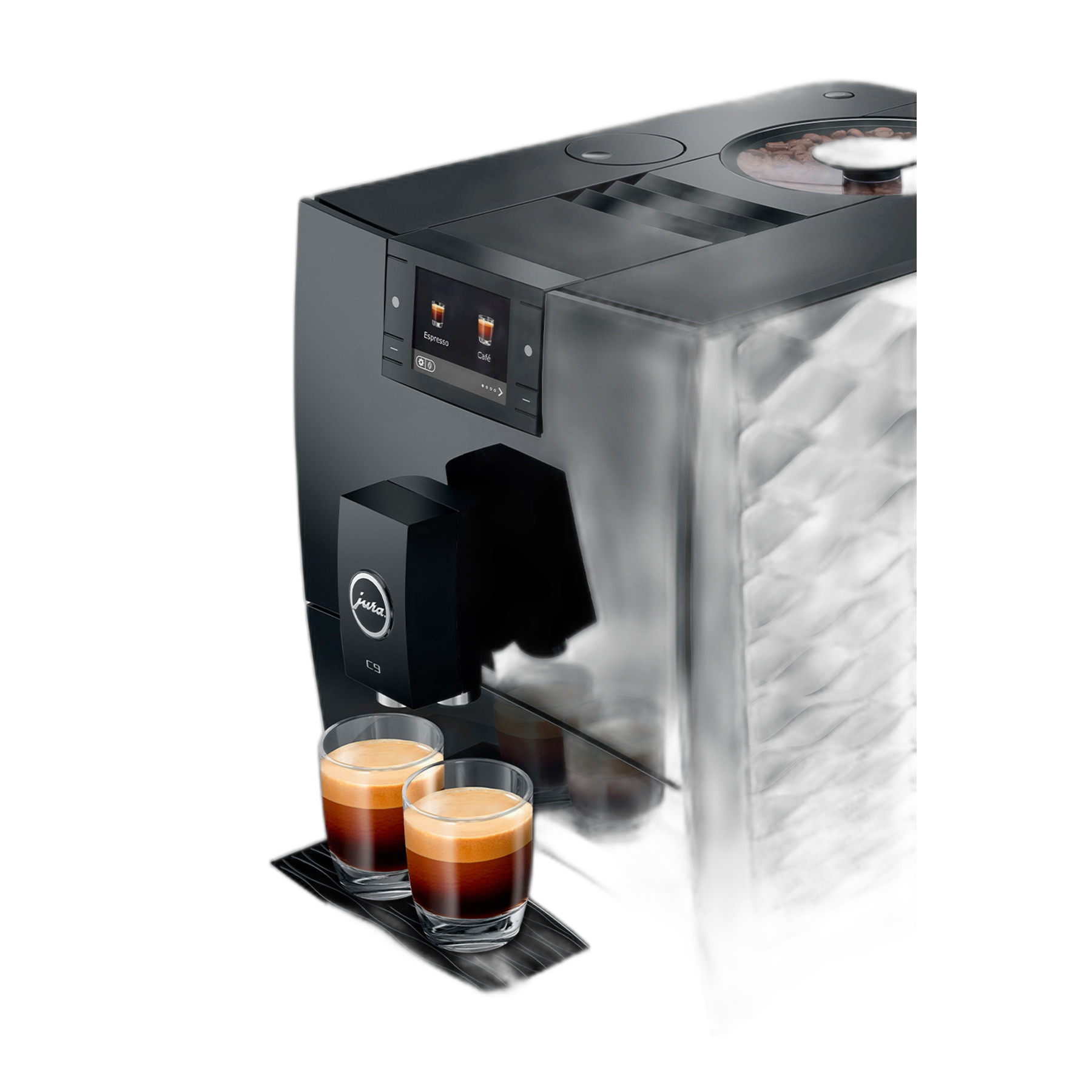 Jura C9 — détail bac à grains