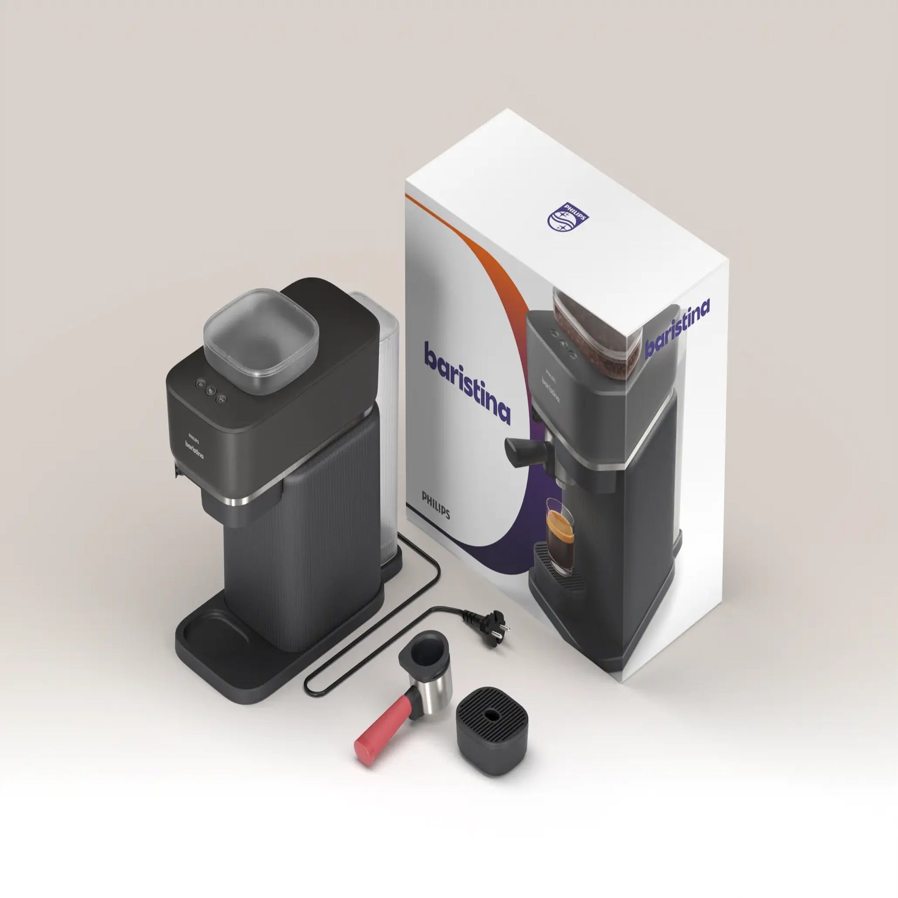 Philips Baristina Bois de Noyer - vue porte filtre detail
