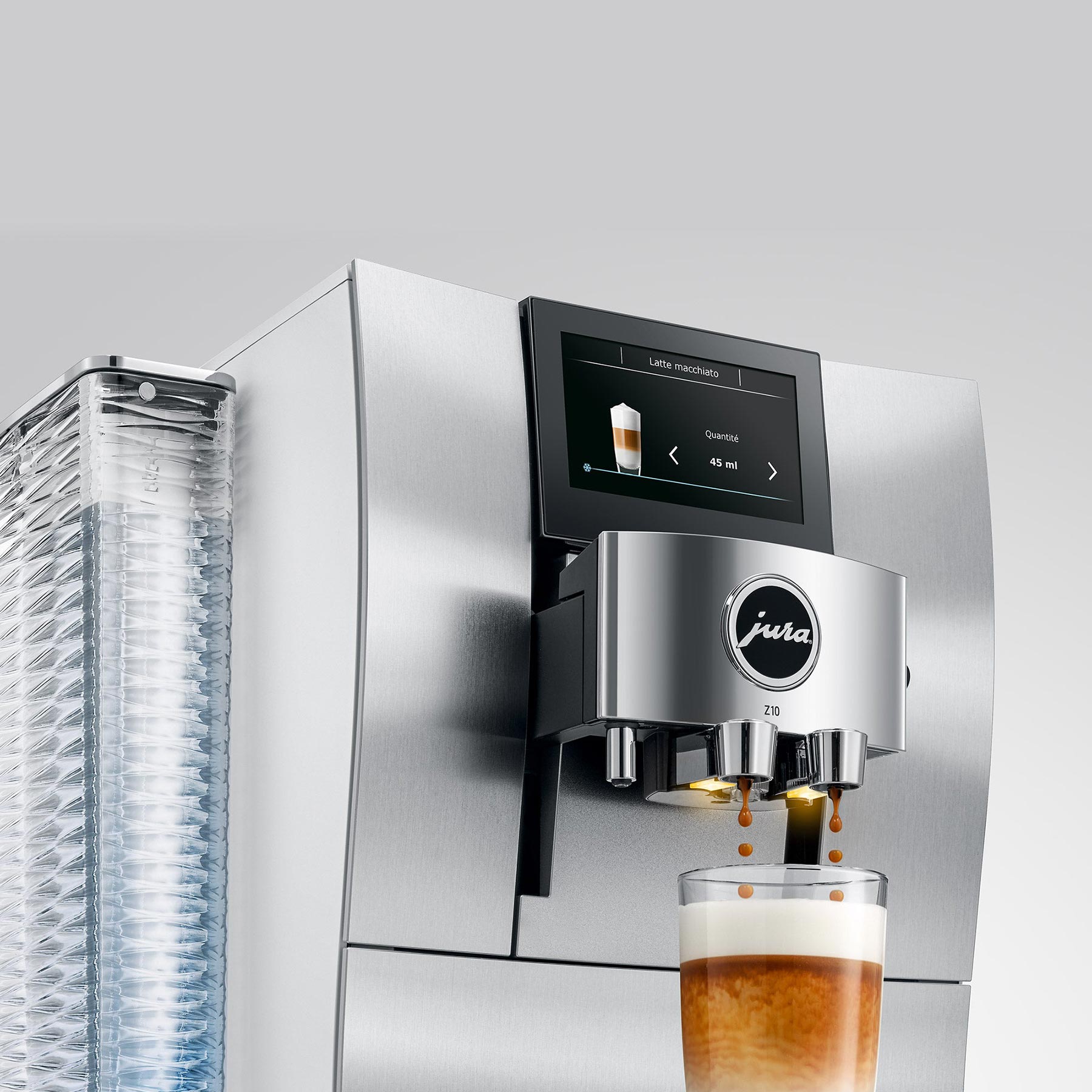 Jura Z10 Aluminium White — écran et extraction