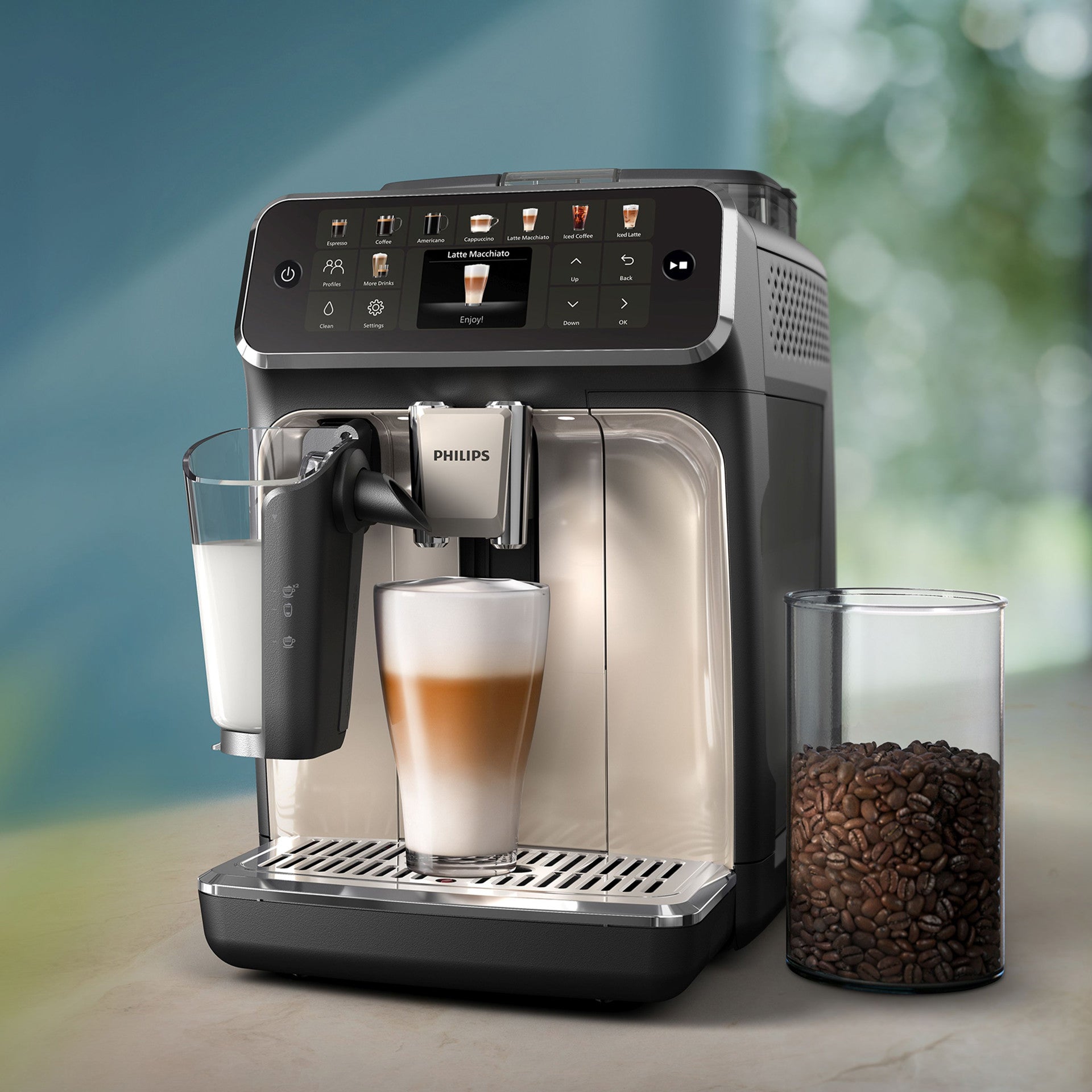 Philips 5500 LatteGo Gris chromé — vue de côté