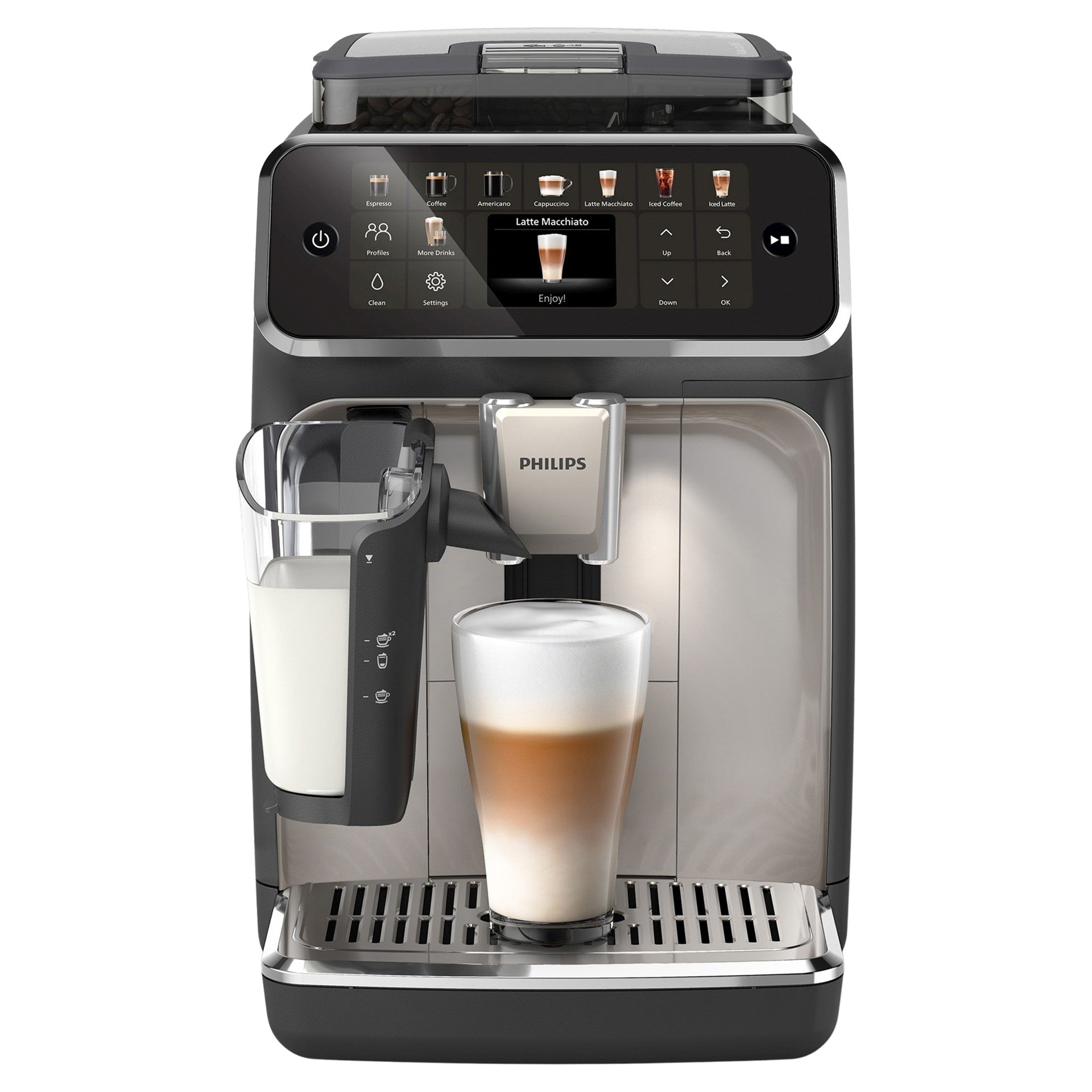 Philips 5500 LatteGo Gris chromé — packshot officiel hero