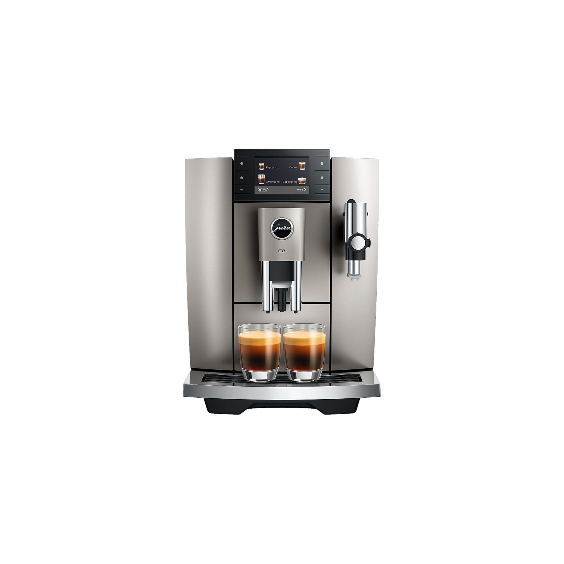 Jura E8 Midnight Silver — vue de face