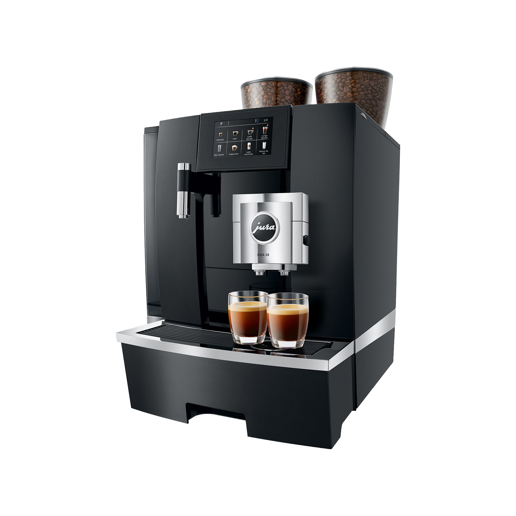 JURA GIGA X8 face avec deux espressos